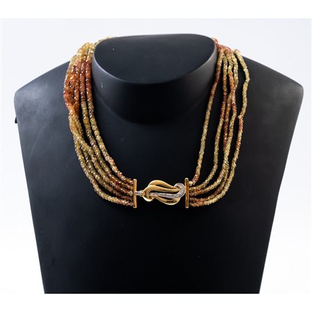 COLLANA in quarzi citrini con susta in oro 18 KT e diamanti