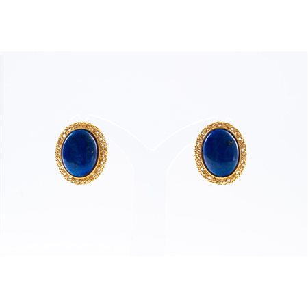 ORECCHINI in oro giallo 18 KT e cabochon in lapis