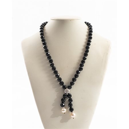 COLLANA in onice sfaccettato con susta e divisori oro 18 KT