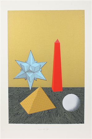 Del Pezzo Lucio Senza titolo serigrafia e collage su carta a mano alta...