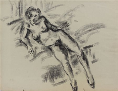 Anonimo Nudo Sdraiato carboncino su carta, cm. 48,5x62 l'opera presenta...