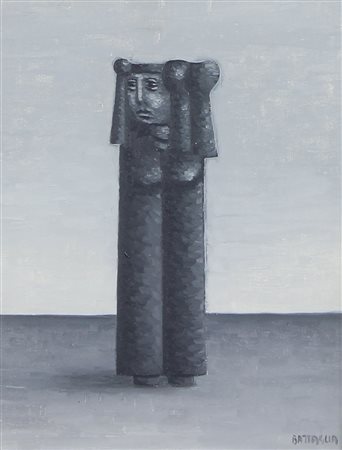 Battaglia Xante Arcaico, 1980 olio su tela, cm. 28x22 firmato in basso a...