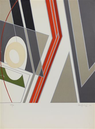 Bossoli Carlo Senza titolo, 1976 litografia e collage su carta, cm. 72x54,5,...