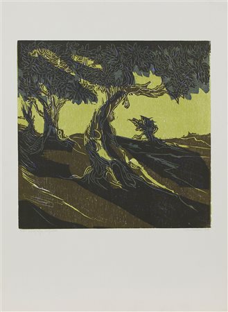 Calloni Gian Senza titolo, 1974 xilografia su carta, cm. 70x50, es. 33/60...