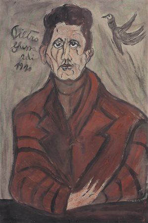 Ghizzardi Pietro Ritratto - Leopardo, 1970 - 1979 lotto di 2 tecniche miste...