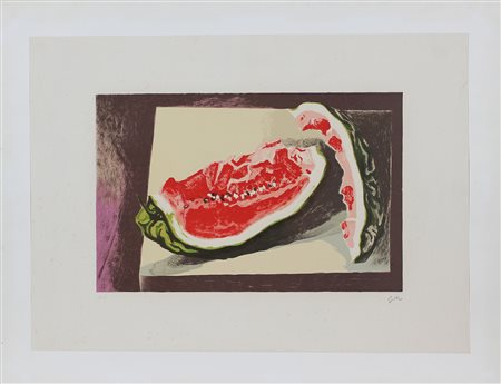 Guttuso Renato Cocomero litografia su carta, cm. 56,5x76,5, es. e.a. firmata...