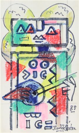 Kodra Ibrahim Senza titolo, 1985 tecnica mista su tela applicata su copertina...