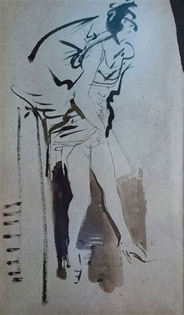 Annigoni Pietro Figura china su carta pesante, cm. 61x37,5 firmata e siglata...