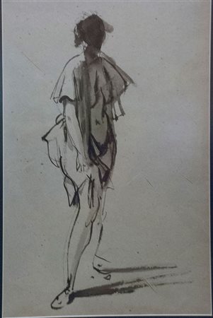 Annigoni Pietro Figura china su carta pesante, cm. 61x37,5 firmata e siglata...