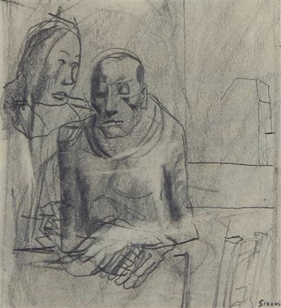 Sironi Mario Due Figure in un Interno, 1925 ca. matita su cartoncino, cm....