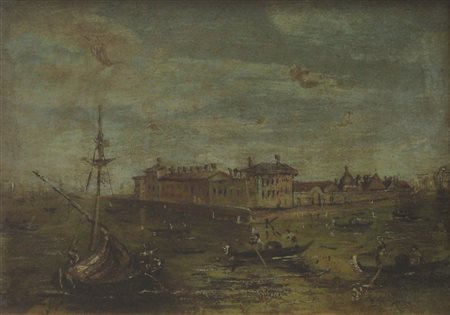Anonimo veneziano Venezia olio su tavola, cm. 18,5x29