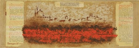 Minezzi Antonio Senza titolo serigrafia polimaterica su cartone, cm. 91x34,...