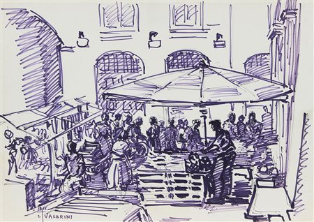 Vagarini Cesare Mercato, 1966 pennarello su cartoncino, cm. 35x50 firmato e...
