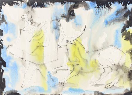 Vagarini Cesare Senza titolo china e inchiostri acquerellati su cartoncino,...