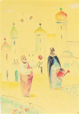 Vagarini Cesare In Paradiso olio su cartoncino, cm. 50x35 siglato al retro...