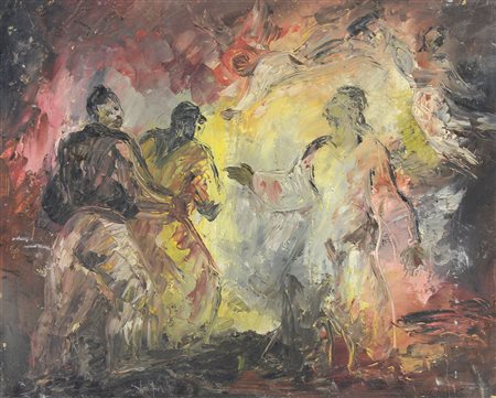 Vagarini Cesare Senza titolo, 1959 olio su tavola, cm. 39x48 siglato e datato...