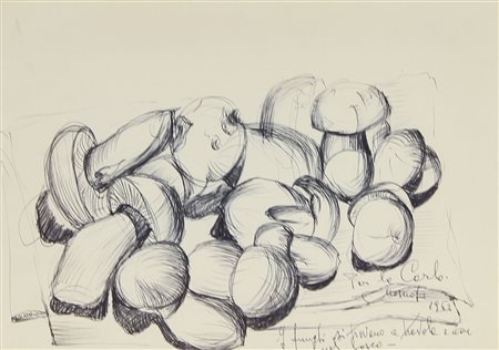 Maserati Mario Funghi, 1963 disegno a biro su carta, cm. 23,5x32,5 firmato,...