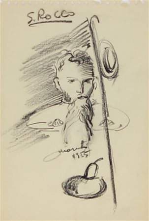 Maserati Mario S. Rocco, 1955 carboncino su carta, cm. 21x14 firmato e datato...