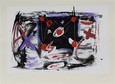 Tapies Antoni Senza titolo serigrafia su carta, cm. 50x65, es. E.A. firmata...