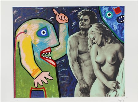 Baj Enrico Contaminazioni serigrafia e applicazioni su cartoncino, cm....