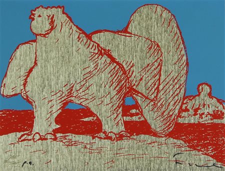 Fiume Salvatore Senza titolo serigrafia su lastra metallica, cm. 23,5x30,5,...