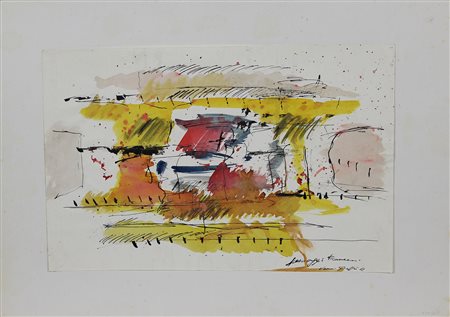 Giuffrè Vanni Composizione, 1962 china e acquarello su carta, cm. 32x50...