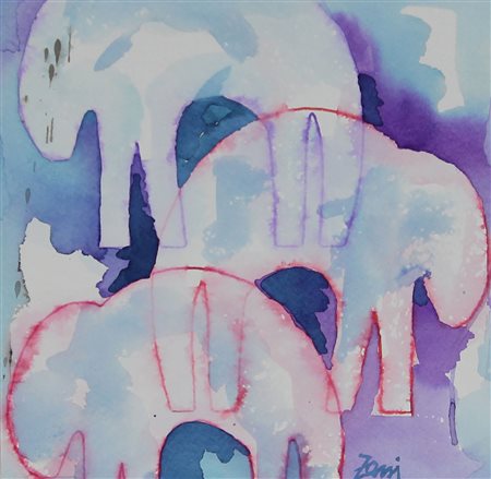 Zani Corrado Esodo, 2010 tecnica mista su cartoncino, cm. 26x26 firmata in...