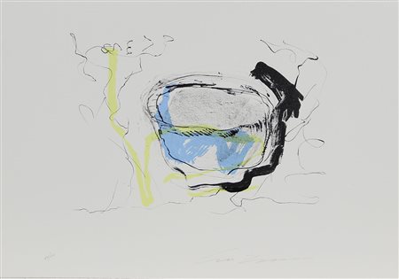 Treccani Ernesto Tazza litografia su carta, cm. 35x50, es. 84/100 firmata in...