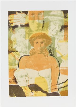 Squillantini Remo Inquietudine litografia a 5 colori su carta, cm. 70x50, es....