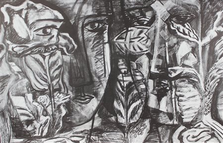 Chia Sandro Senza titolo litografia su carta, cm. 64x100, es. P.A. firmata in...