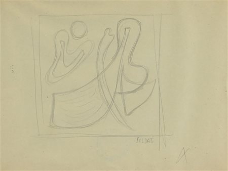 Soldati Atanasio Senza titolo matita su carta, cm. 17x15 firmata in basso a...