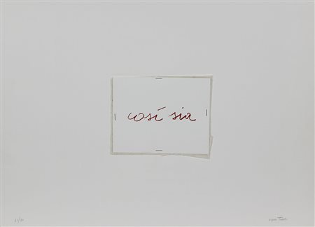 Tacchi Cesare Così sia, 1969 serigrafia, fibra sintetica e graffette...
