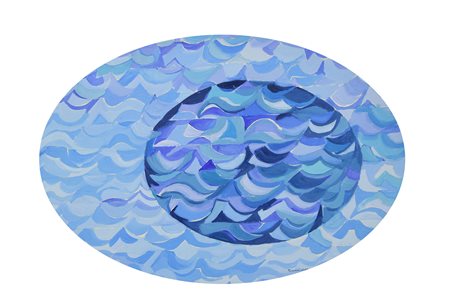 Weller Simona Blu, 2000 tecnica mista su cartone telato ovale, cm. 50x70...