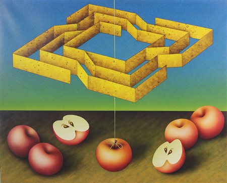 Viviani Vanni Sospeso nel mito di origini virgiliane, 1991 acrilico su tela,...