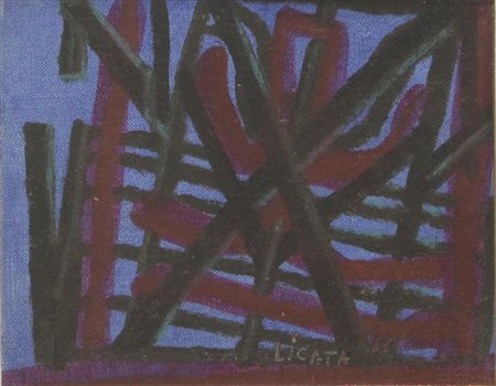Licata Riccardo Senza titolo, 1966 olio su tela, cm 16x22 firmato e datato in...