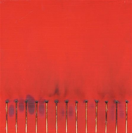 Aubertin Bernard Dessin De Feu, 2010 fiammiferi bruciati su tela, cm. 40x40...