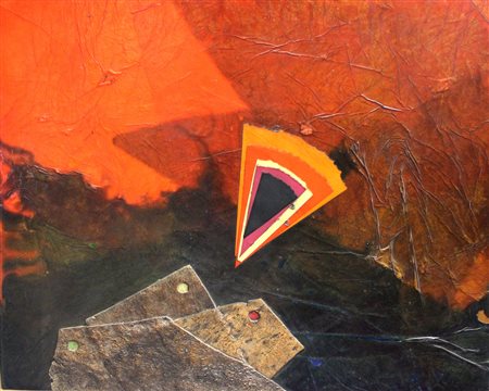 Crippa Roberto Angolo, 1969 collage e sughero su tavola, cm. 73x92 firmato e...