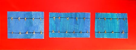 De Vilde Evan Sotto il cielo di Berlino, 2014 tecnica mista su tela e inserti...