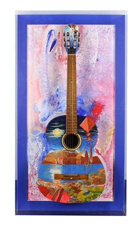 Manenti Danilo Chitarra Dipinta n. 4 olio e chitarra dipinta applicata su...