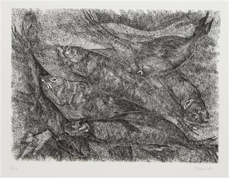 Terruso Saverio Pesci, 1988 incisione su carta, cm. 50x70, es. 12/50 firmata...