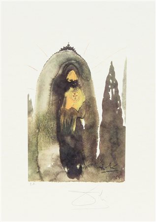 Dalì Salvador Senza titolo litografia su carta, cm. 45x32, es. E.A. firmata...