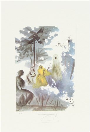 Dalì Salvador Senza titolo litografia su carta, cm. 45x32, es. E.A. firmata...