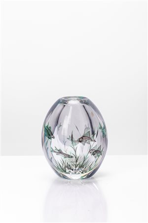 Orrefors ( )  - Vaso ovoidale della serie Graal, 1940 circa