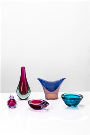 Flavio Poli ( )  - Set di cinque vetri, 1950 circa