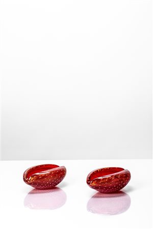 Archimede Seguso (1909 - 1999)  - Coppia di coppe Conchiglie, 1960 circa