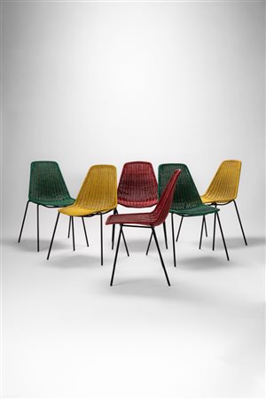 Gian Franco  Legler ( )  - Set di sei sedie modello Basket, 1951