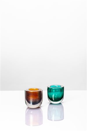 Flavio Poli ( )  - Coppia di piccoli vasi in vetro sommerso, 1940 circa