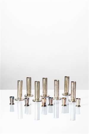 Gio Ponti (Milano 18 novembre 1891 - 16 settembre 1979)  - Set di vasi monofiore e bicchierini, 1930 circa