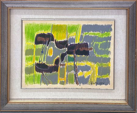 RENATO BIROLLI, "Composizione astratta", 1956