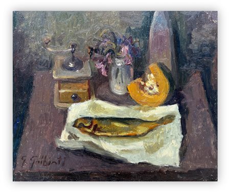 GIACINTO GALBIATI (1908-1992) - Natura morta con aringa, 1967